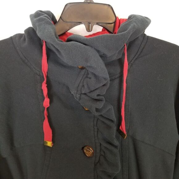 Anthropologie Knitted Dove Women Ruffle Jacket  Sz XS blue/black - Picture 2 of 10